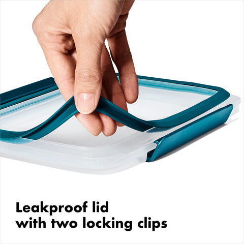 OXO Good Grips Prep & Go lid features windows and clips for leakproof transport