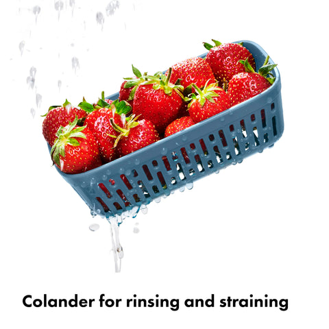 OXO Prep & Go removable basket facilitates quick rinsing of berries