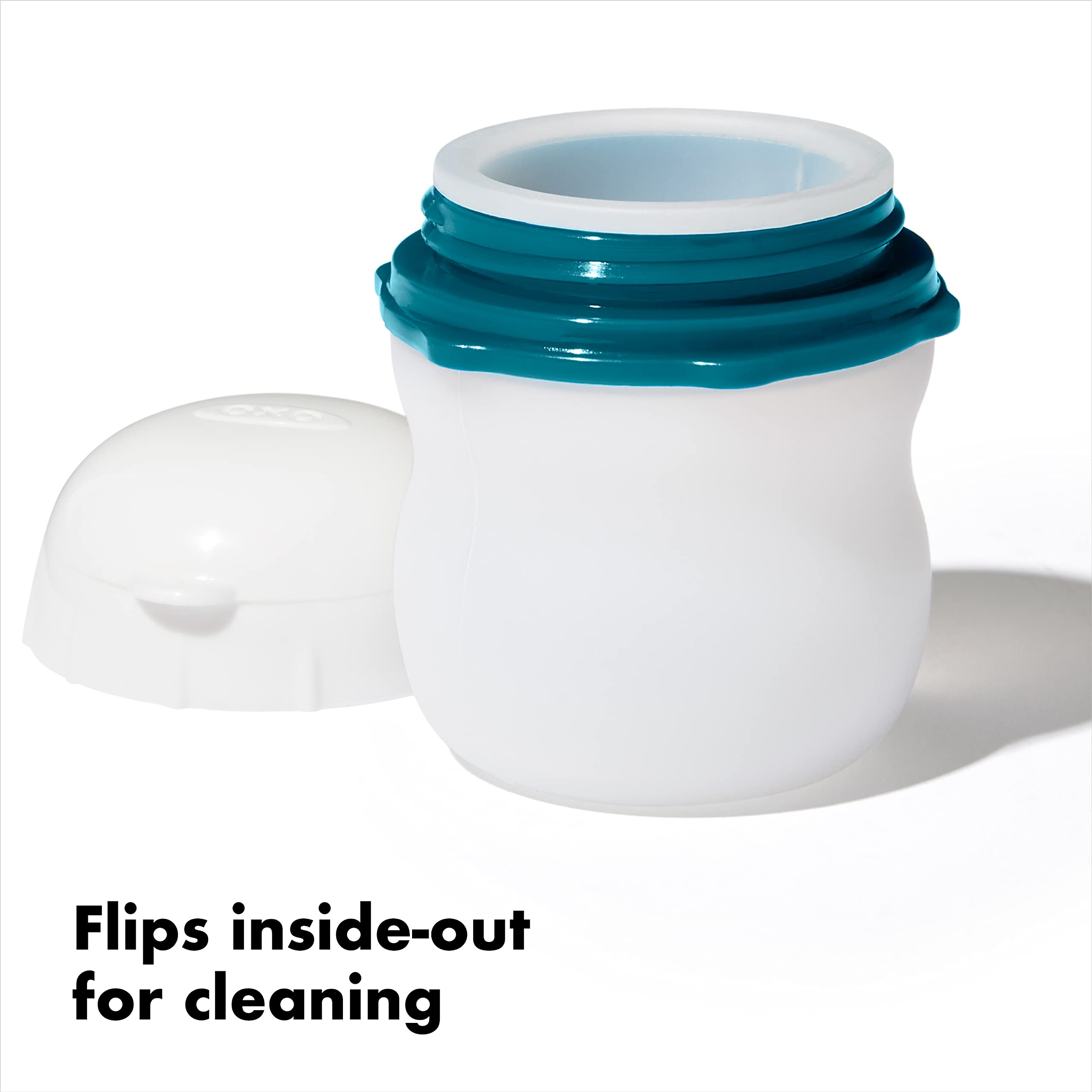 OXO Good Grips squeeze bottle with stable base keeps it upright during travel