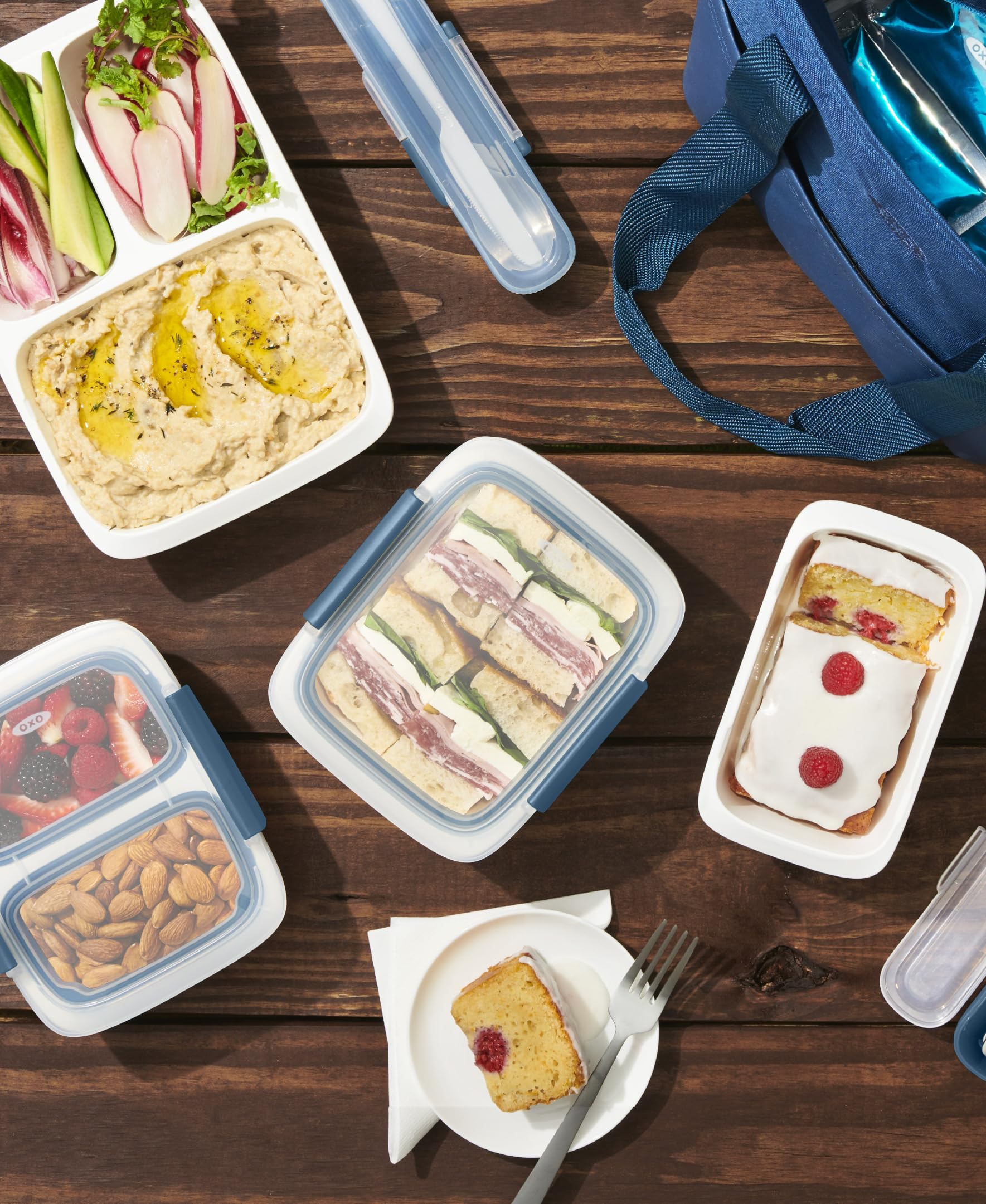 OXO Good Grips Prep & Go stackable design saves fridge space.
