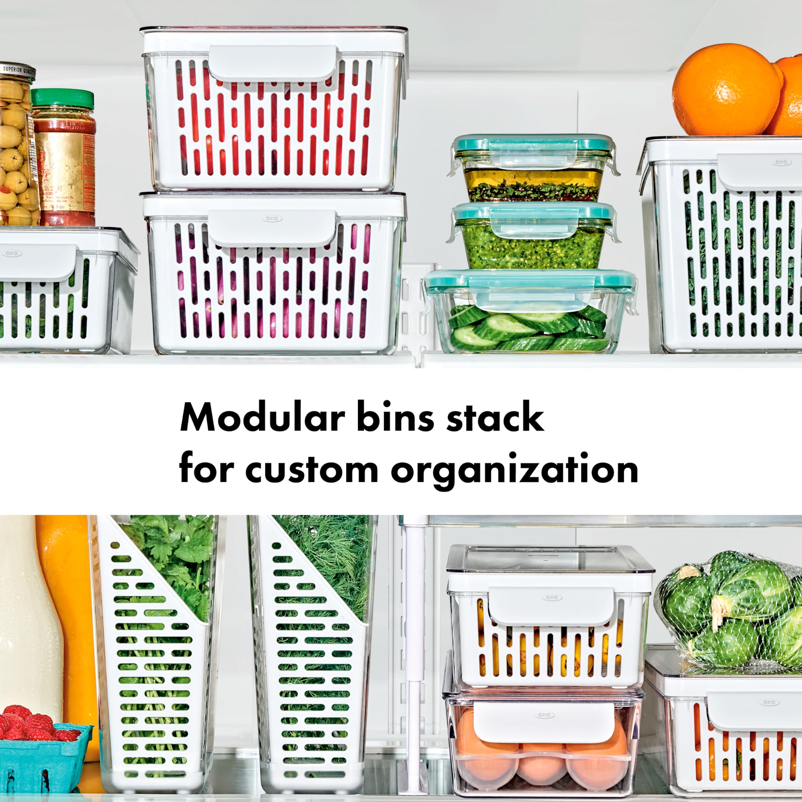 OXO Good Grips Long Bin inner basket promotes airflow and rinsing