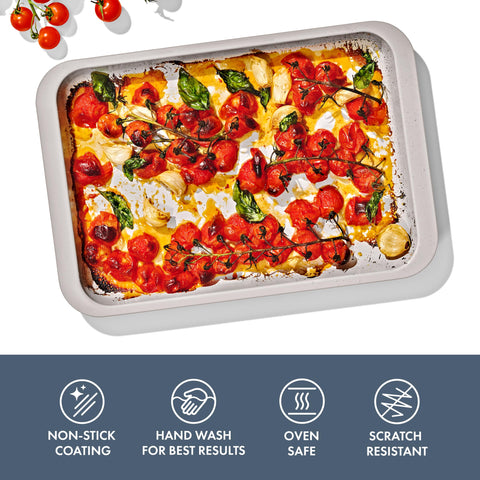 OXO Good Grips pan handle close-up highlighting secure grip and durable construction