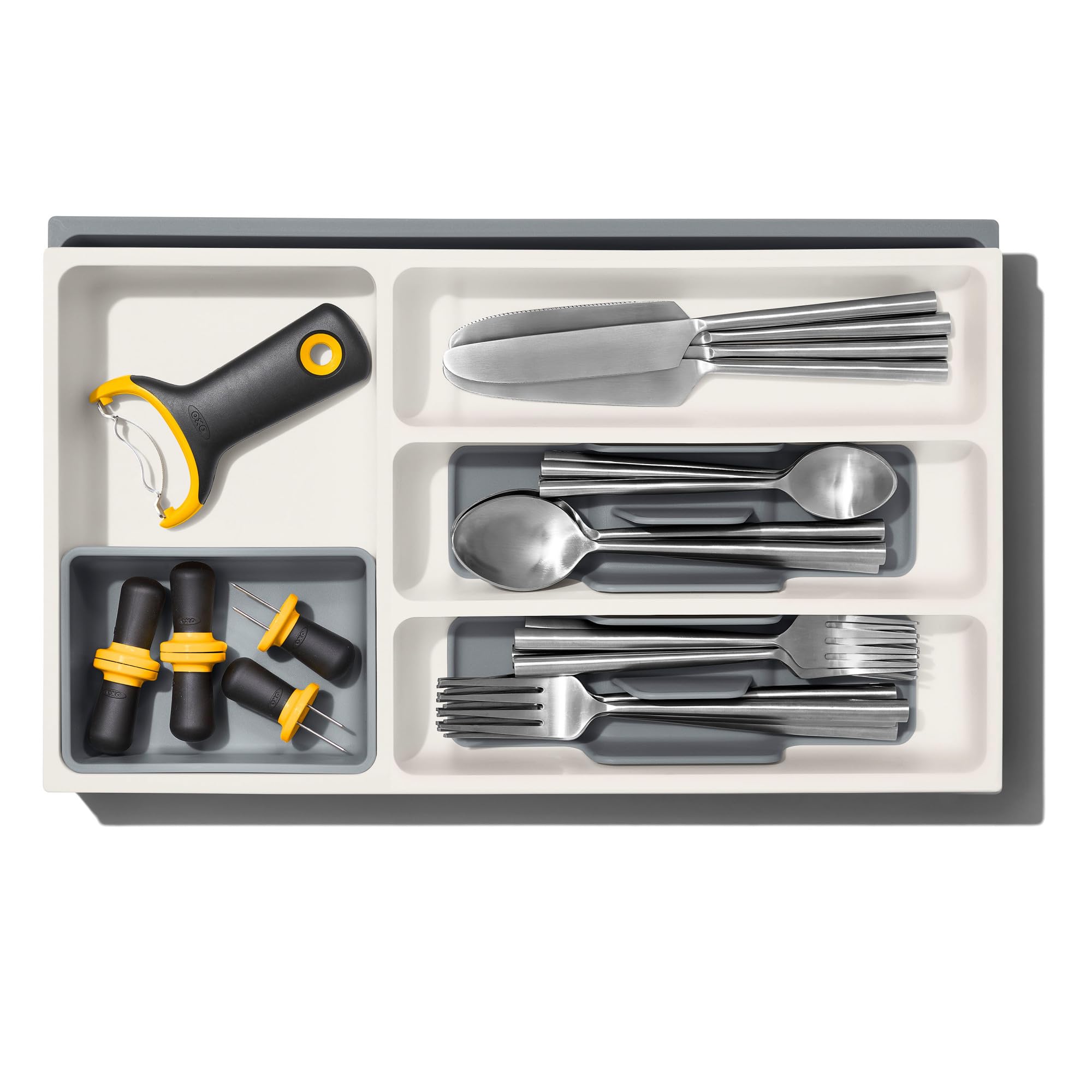 OXO Good Grips removable cup stores wine stoppers and small gadgets.