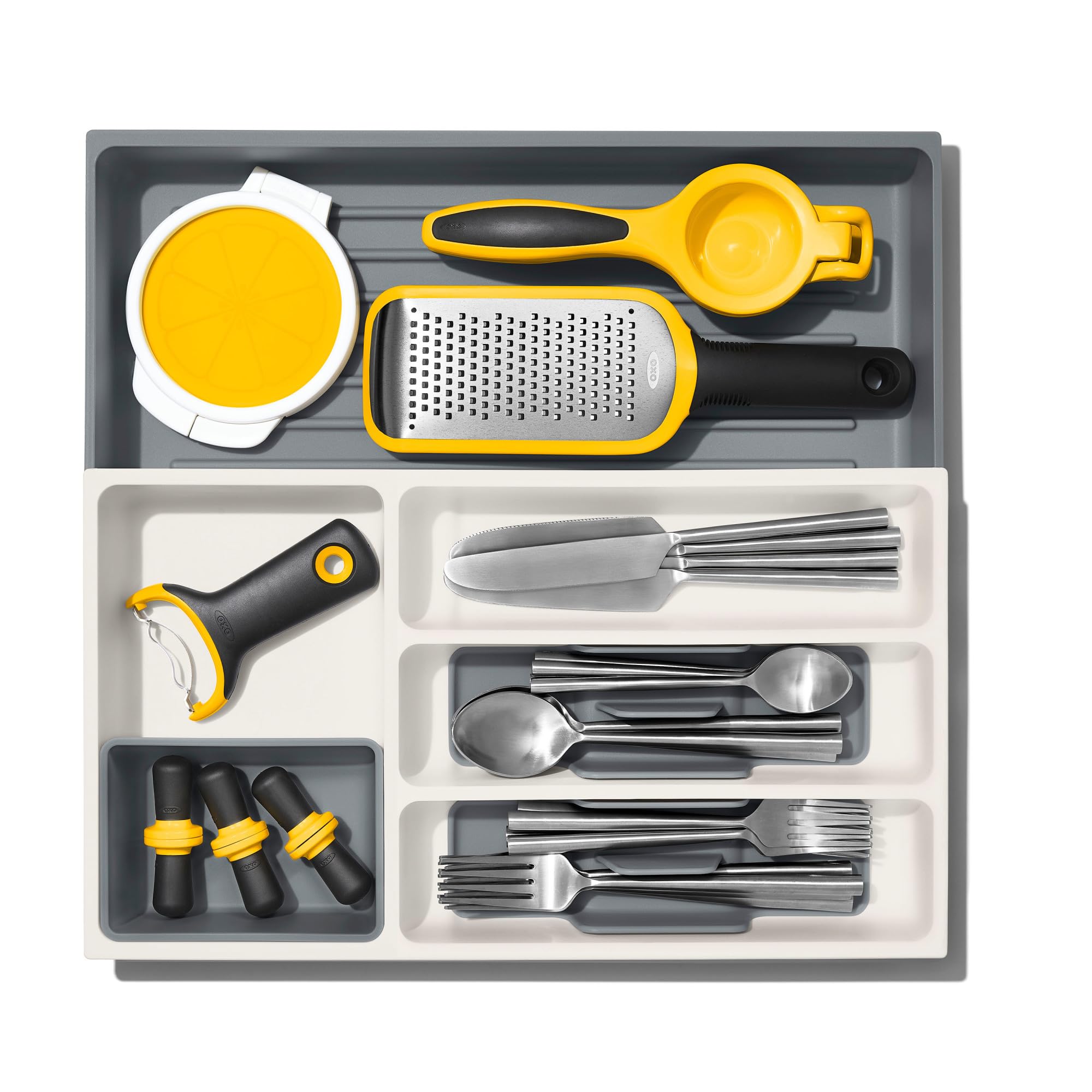 OXO Good Grips removable trays simplify cleaning and setup.