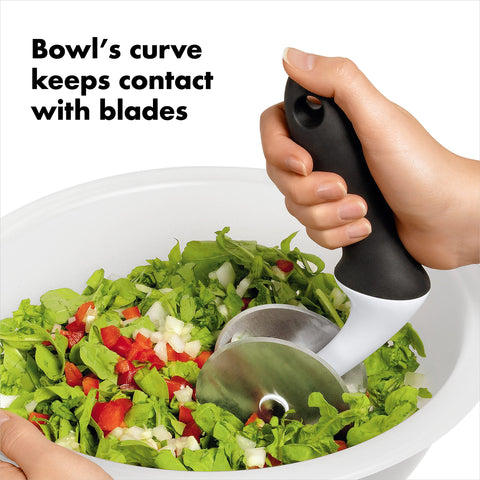 OXO Good Grips Bowl rim grip enables rotating the bowl while chopping.