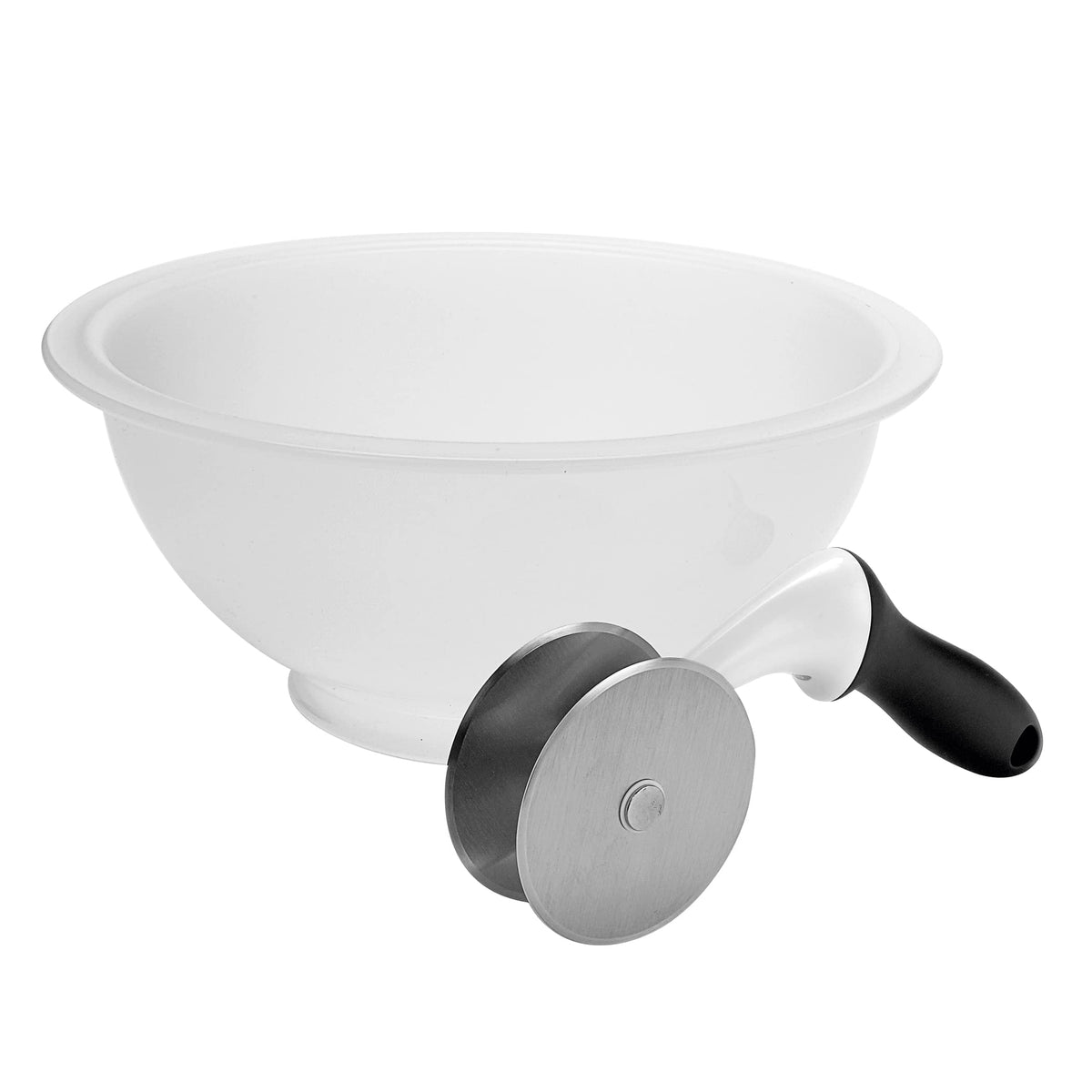OXO Good Grips Salad Chopper with Bowl—close-up of sharp blades for quick chopping.