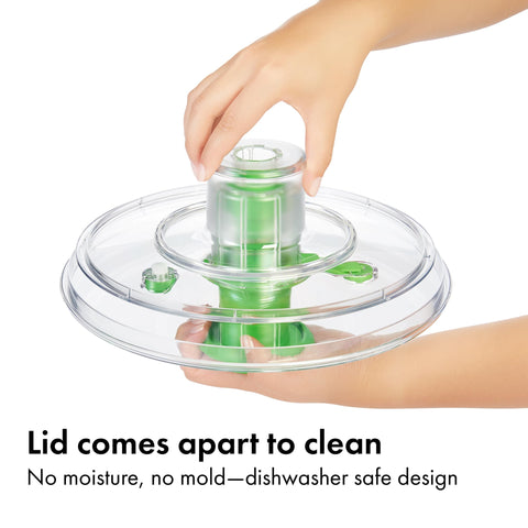 OXO Good Grips non-slip base keeps spinner steady on the counter
