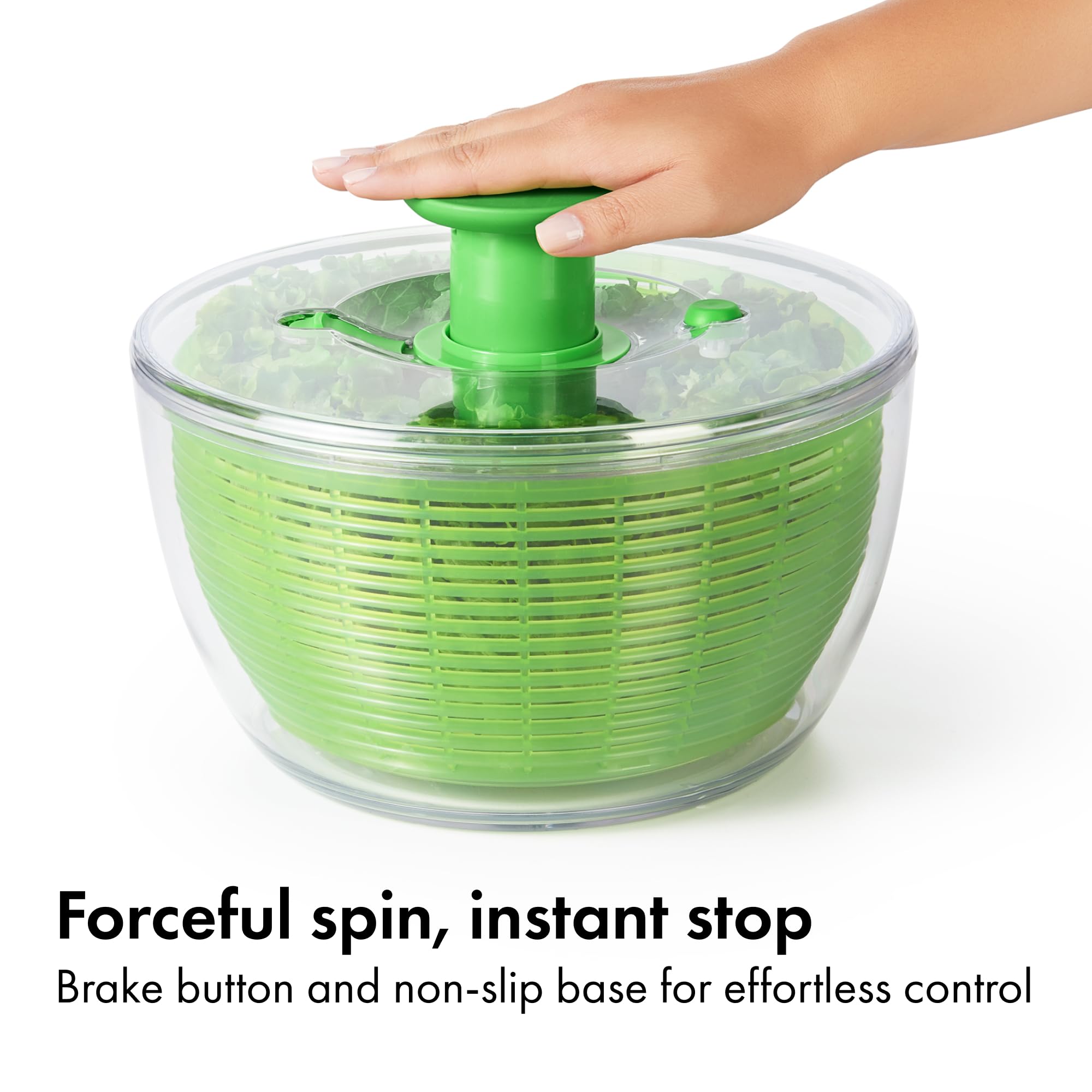OXO Good Grips one-handed pump for fast spinning