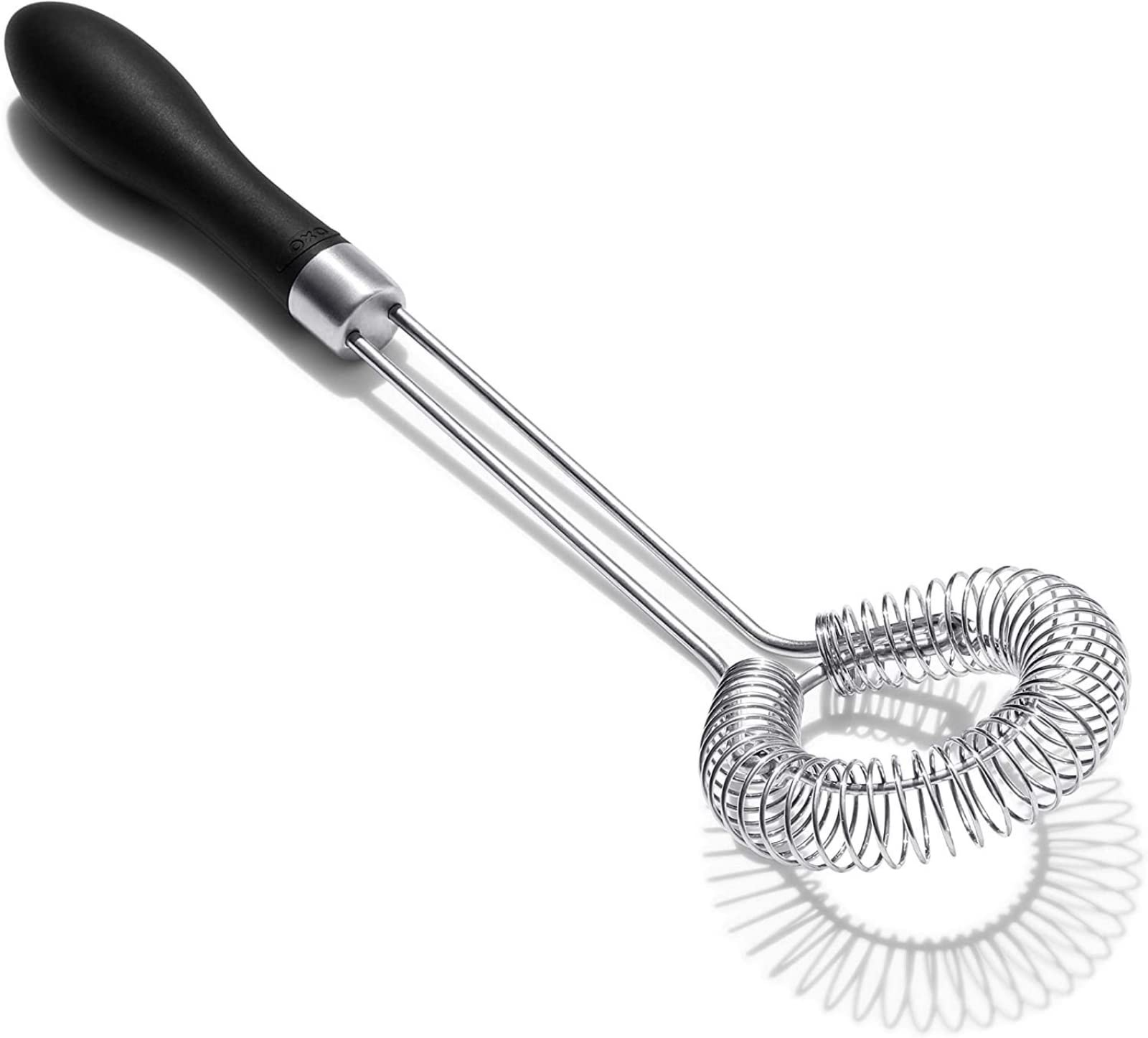 OXO Good Grips sauce & gravy whisk with angled head aiding thorough mixing