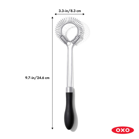 OXO Good Grips sauce & gravy whisk shown washing or dishwasher safe for easy cleanup