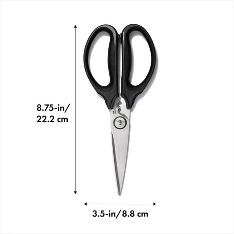 OXO Good Grips scissors with herb stripper attached for herb prep