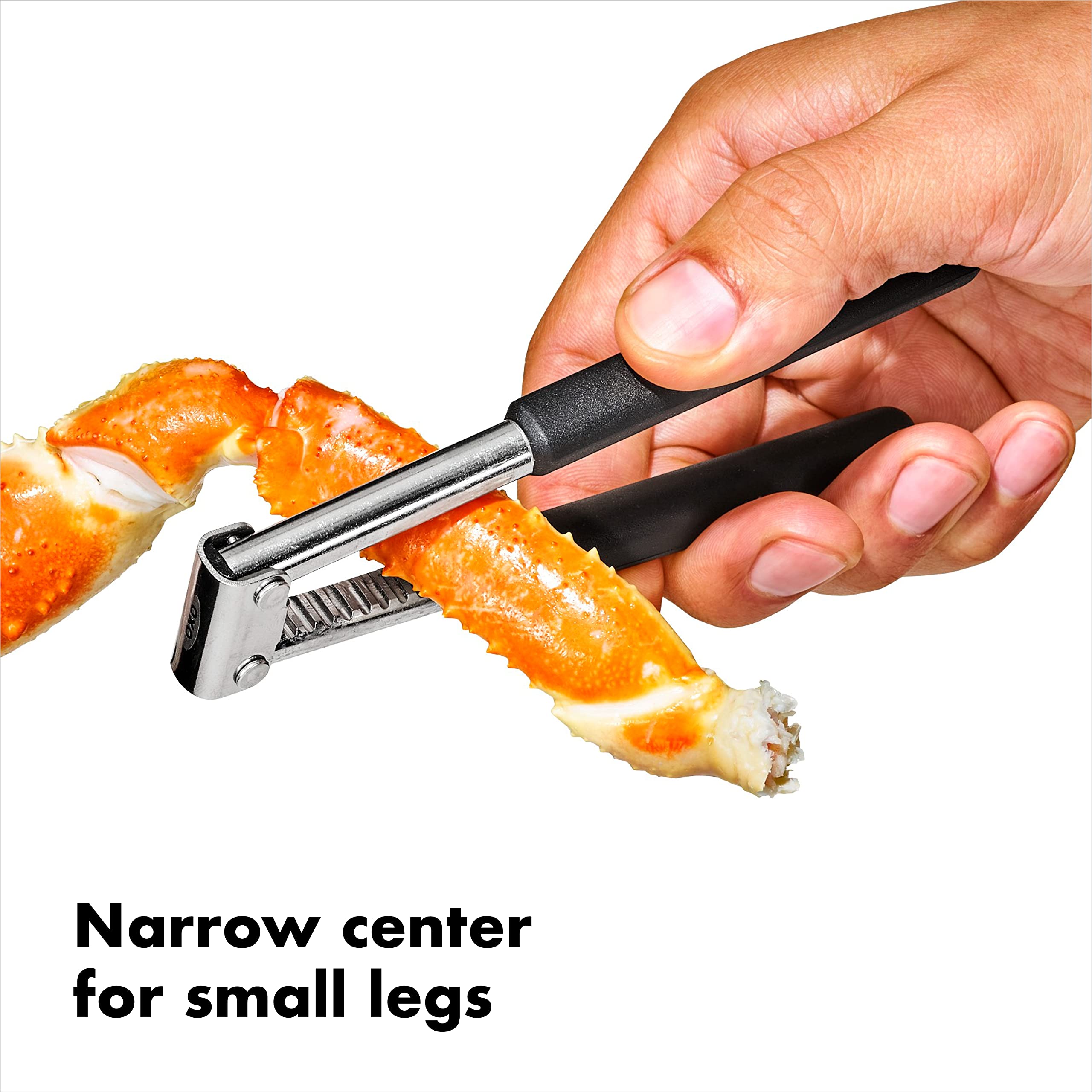 Inside ridged teeth of the OXO cracker grip tough shells securely.