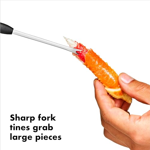OXO Good Grips Seafood Picks curved spoon head for removing meat from shells.
