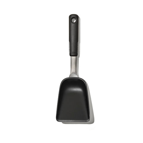 OXO Good Grips Sheet Pan Scoop with wide head for transferring more food.