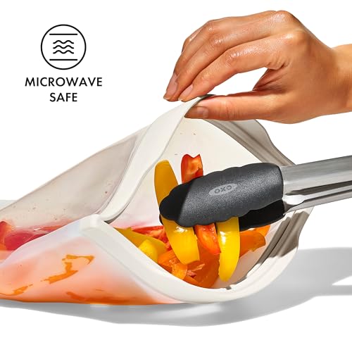 OXO Good Grips flat silicone bags stack easily in fridge or freezer