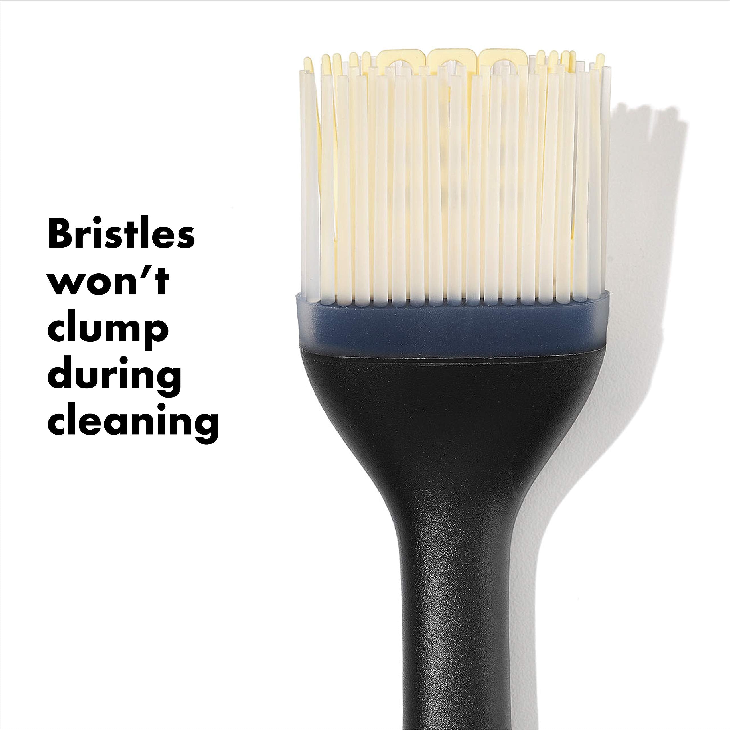 OXO Good Grips basting brush small, heat-resistant silicone resists odors during glaze.