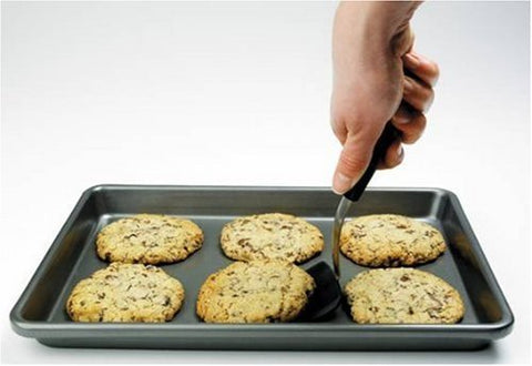 OXO Good Grips spatula side angle showing angled handle for hands away from heat
