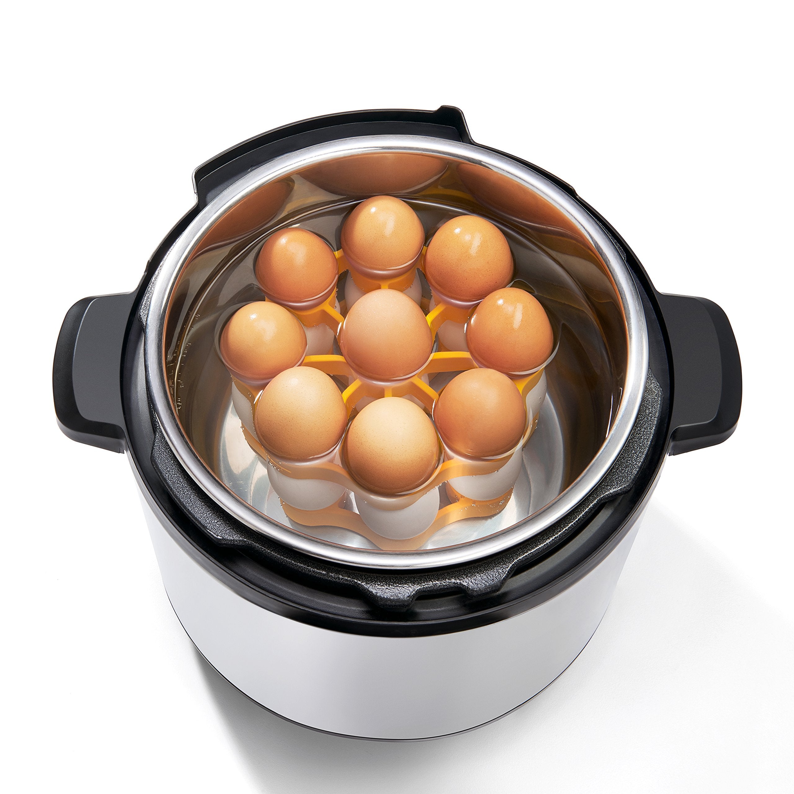 OXO Good Grips silicone egg rack is dishwasher safe for quick cleanup
