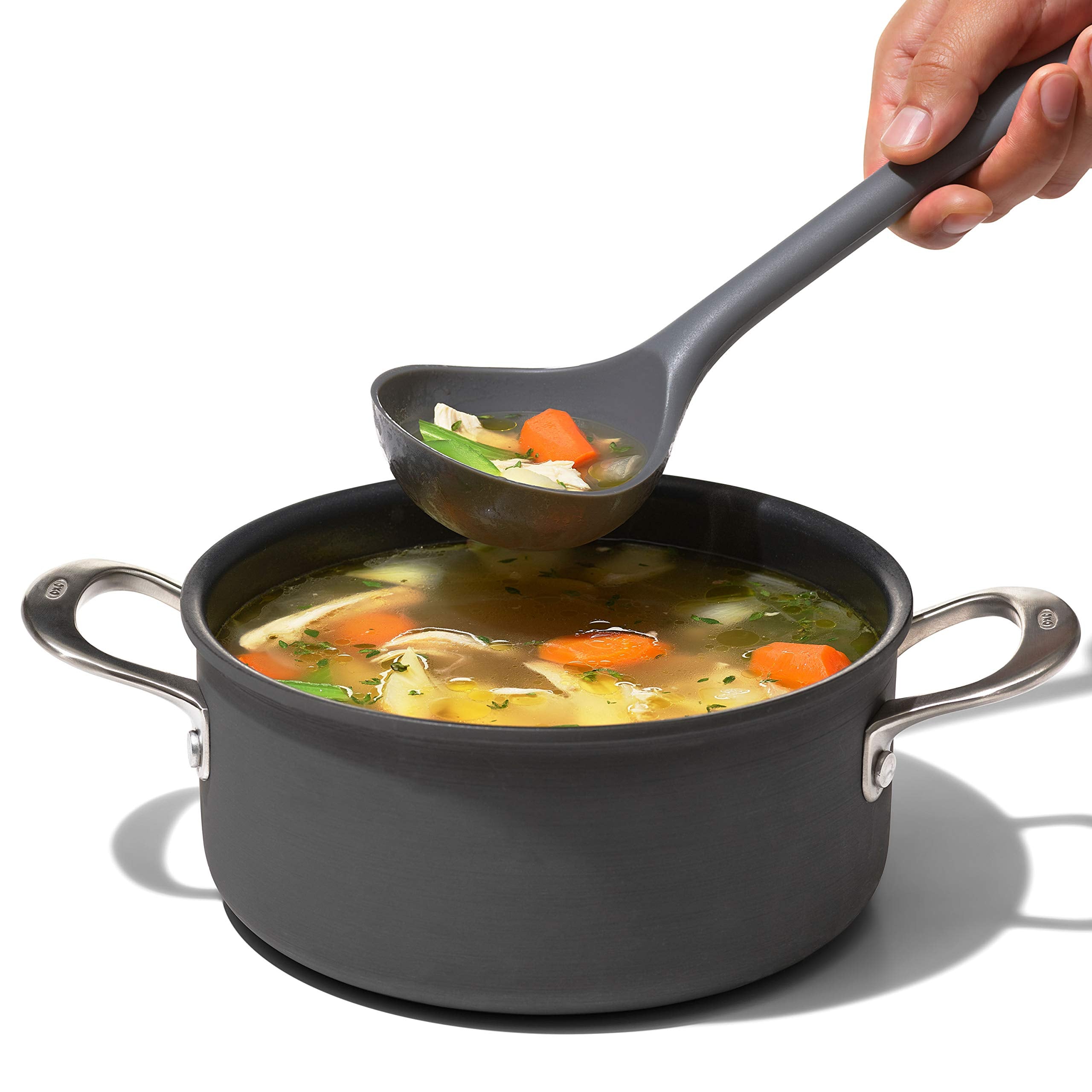 OXO Good Grips silicone everyday ladle serving-utility design for daily meals.