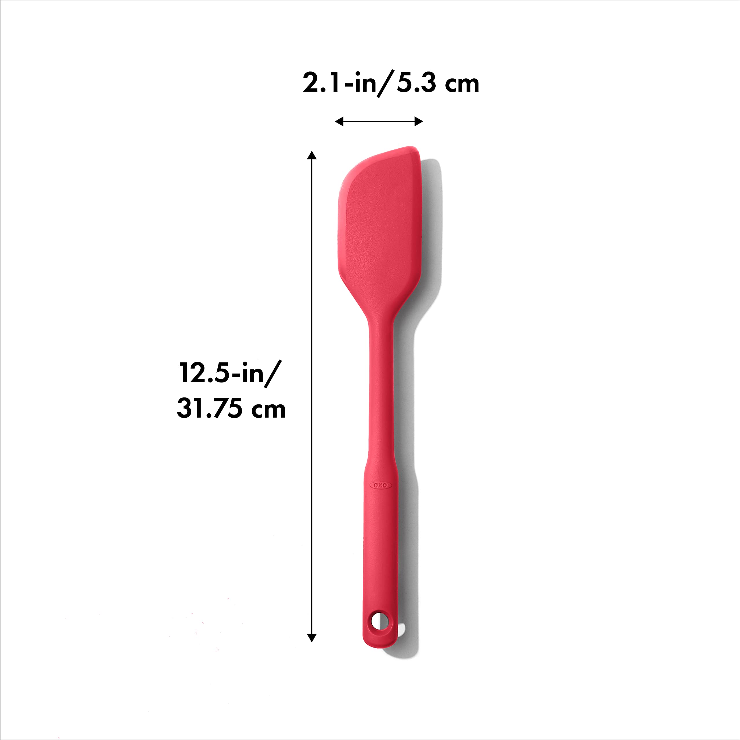 OXO Good Grips silicone everyday spatula dishwasher safe for easy cleanup.