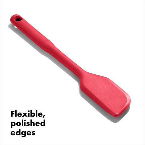 OXO Good Grips silicone everyday spatula non-scratch safe with non-stick pans.