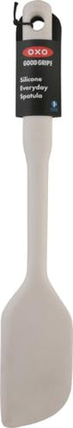 OXO spatula flexible beveled edge allows complete scraping of bowls.