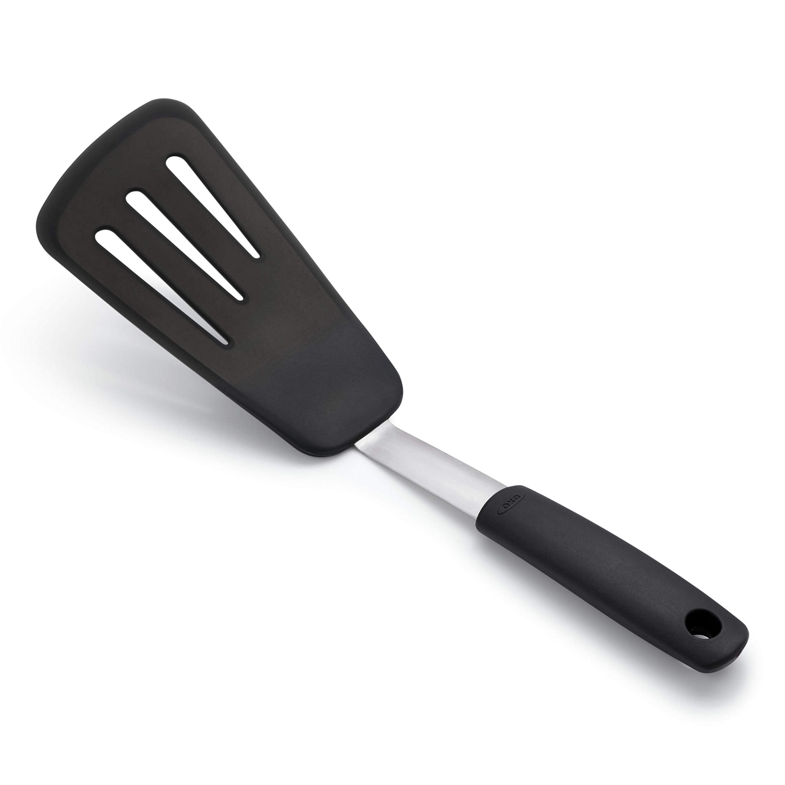 OXO Good Grips silicone omelet turner with black handle.