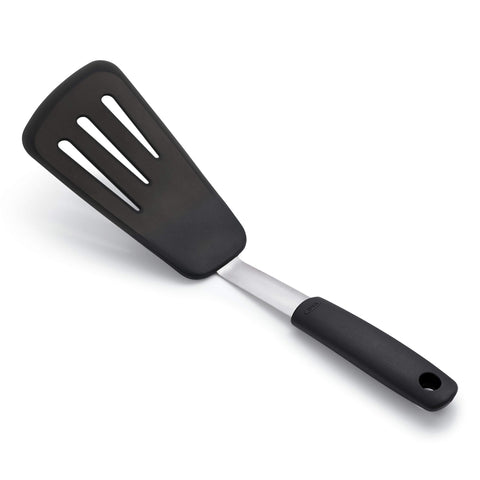 OXO Good Grips silicone omelet turner with black handle.