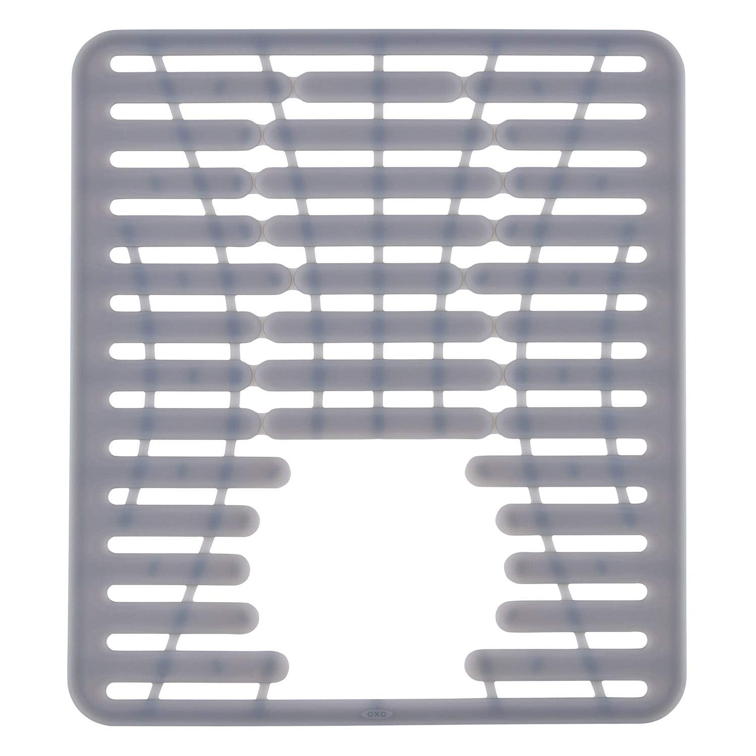 OXO Good Grips silicone sink mat small silver elevated feet for better drainage