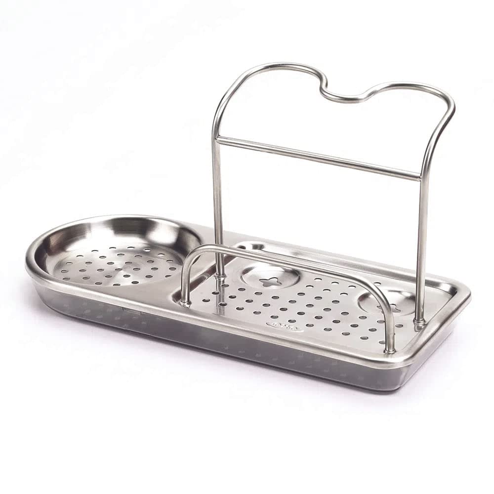 OXO Good Grips sink caddy side view keeps long-handled brushes within easy reach.
