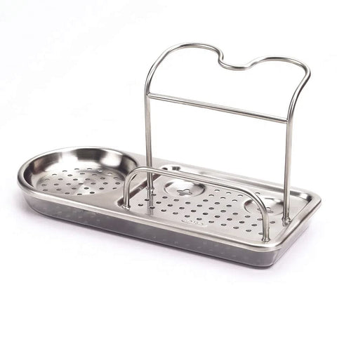 OXO Good Grips sink caddy side view keeps long-handled brushes within easy reach.