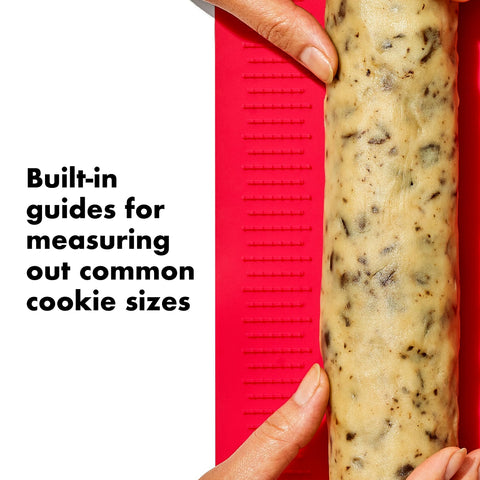 OXO Good Grips Slice & Bake Cookie Helper features a dough log for uniform cuts.