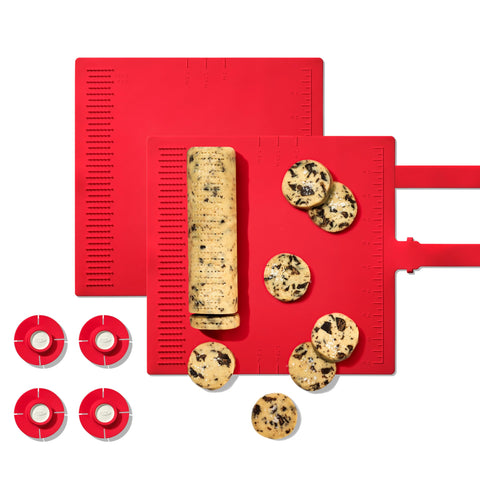 OXO Good Grips Slice & Bake Cookie Helper with two mats for efficient dough shaping.