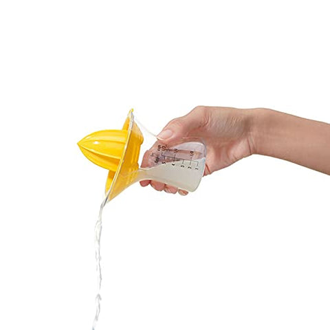 OXO Good Grips small citrus juicer disassembles for easy cleaning.