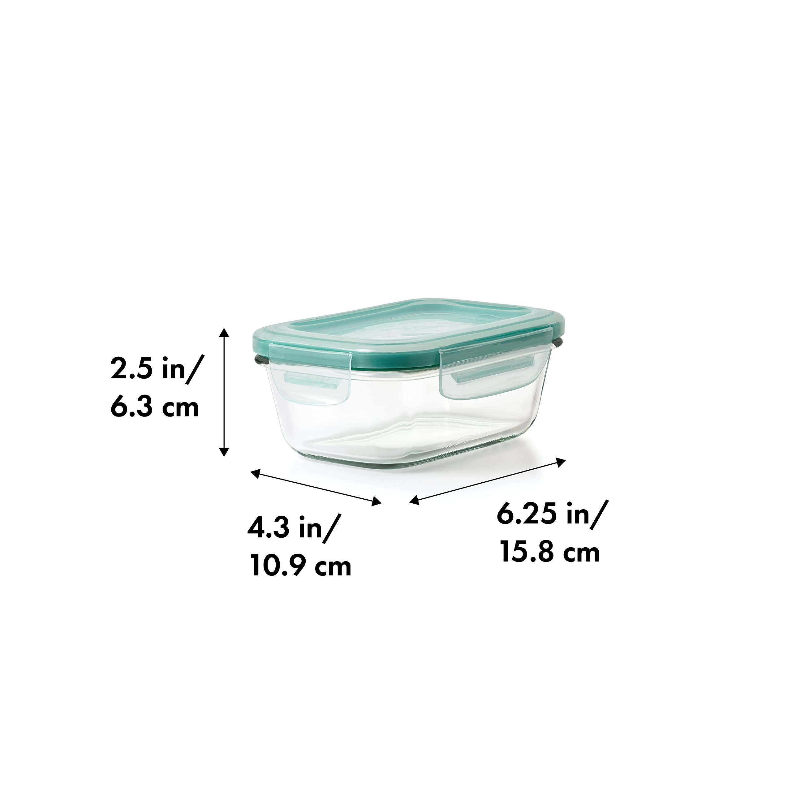 OXO Good Grips glass container with lid open showing leakproof seal for portable meals