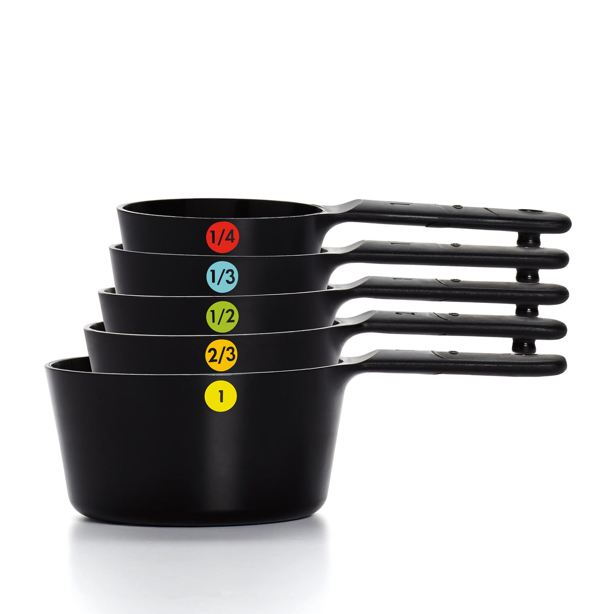 OXO Good Grips snap-together measuring cups for easy storage and access.