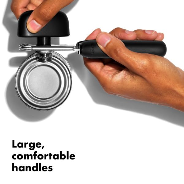 OXO Good Grips soft-handled can opener close-up shows comfortable, non-slip grip