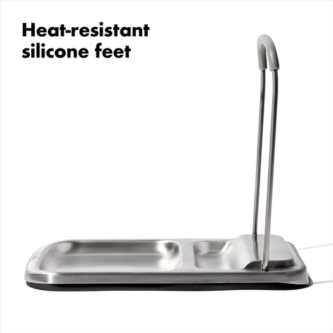 OXO Good Grips Spoon Rest with heat-resistant silicone feet stays cool to the touch.