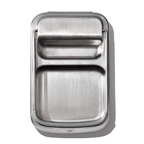 OXO Good Grips Spoon Rest includes wire lid holder for lids during cooking.