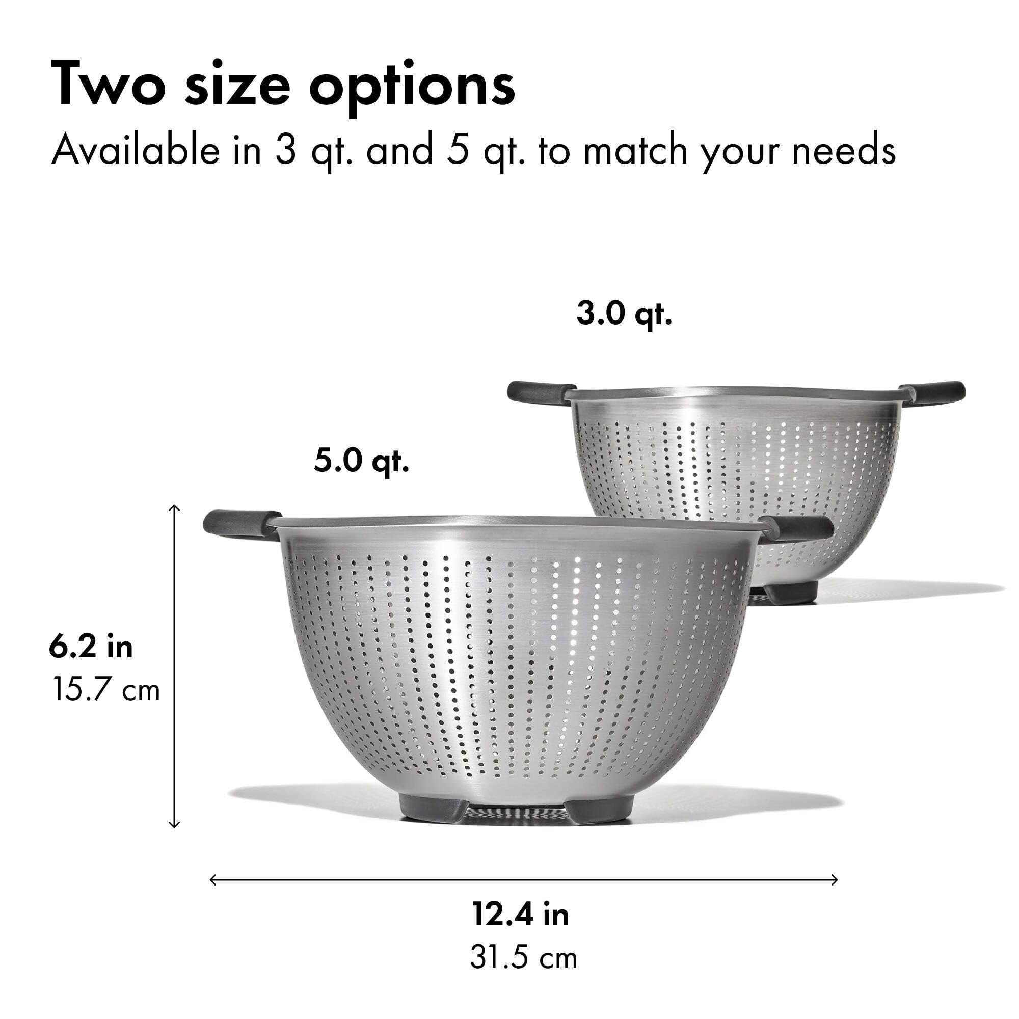 OXO Good Grips colander doubles as a pasta strainer for quick prep