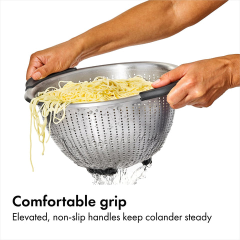 OXO Good Grips colander's perforated design for fast, even draining