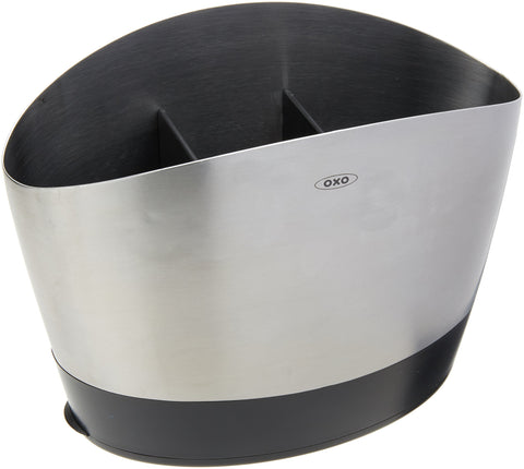 OXO Good Grips utensil holder front view with three compartments for organization
