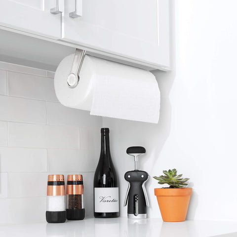 OXO Good Grips steady mounted holder supporting large paper towel rolls