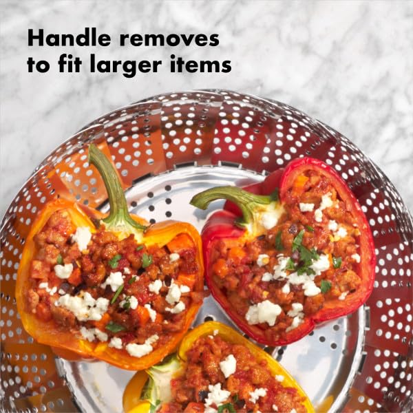 OXO Good Grips steamer is dishwasher-safe for simple cleaning after cooking.