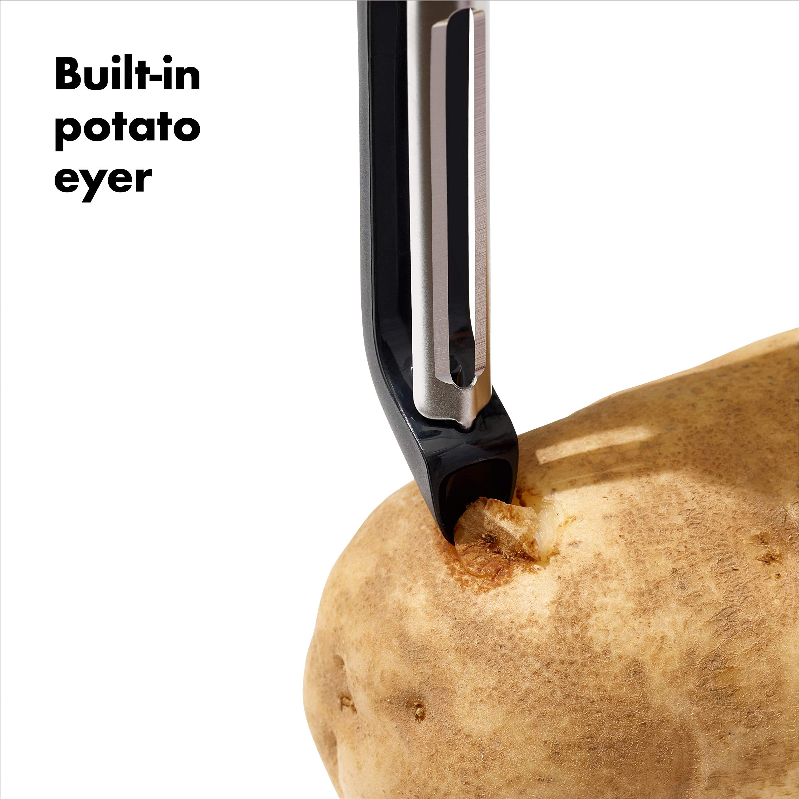 OXO Good Grips Swivel Peeler is dishwasher-safe for quick cleanup.
