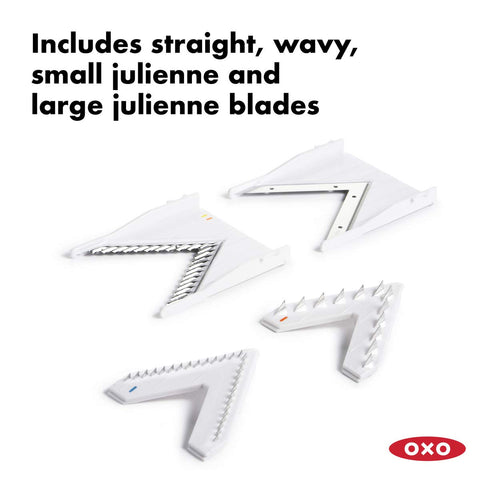 OXO Good Grips V-Blade Mandoline White thickness settings for precise cuts.