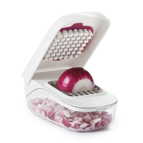 OXO Good Grips vegetable chopper with easy pour opening for mess-free prep