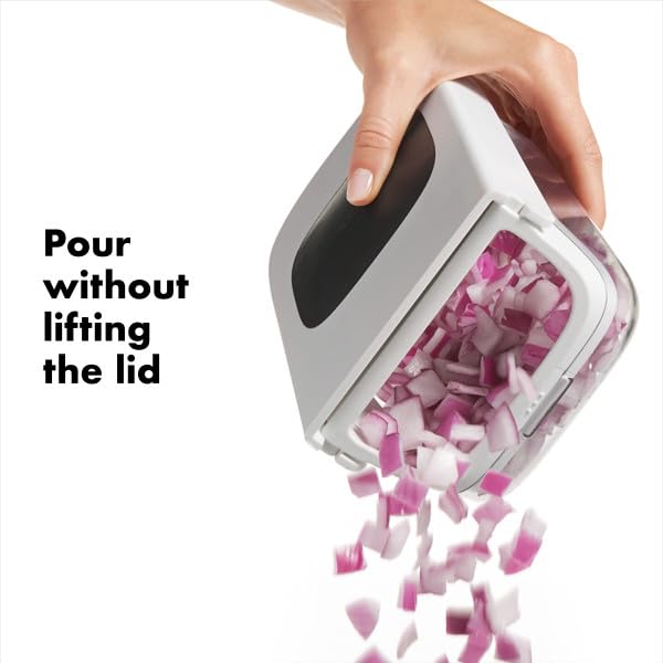 OXO Good Grips chopper shows stainless steel blade pattern for precise slicing