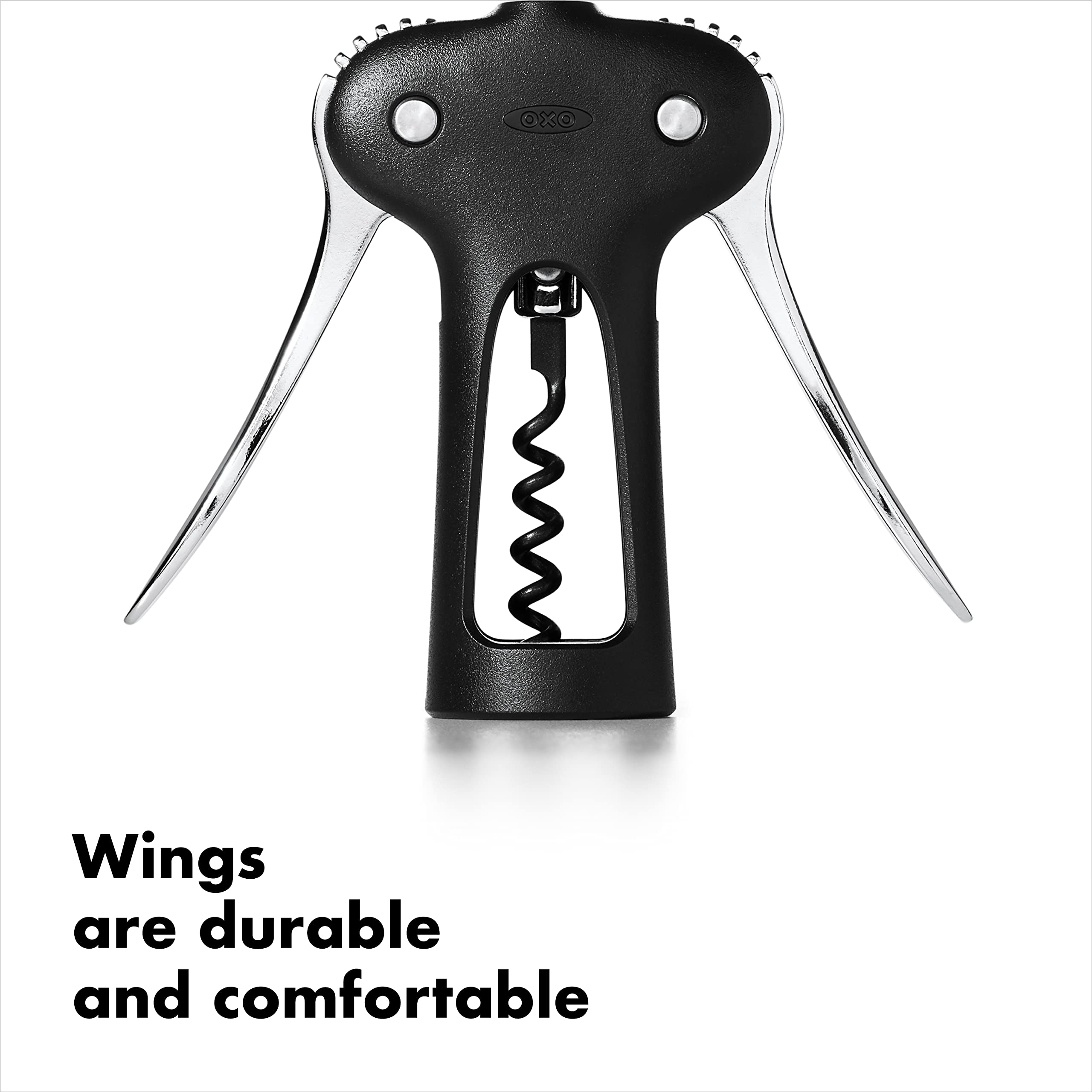 OXO Good Grips Winged Corkscrew features a non-stick screw for easy cork entry.