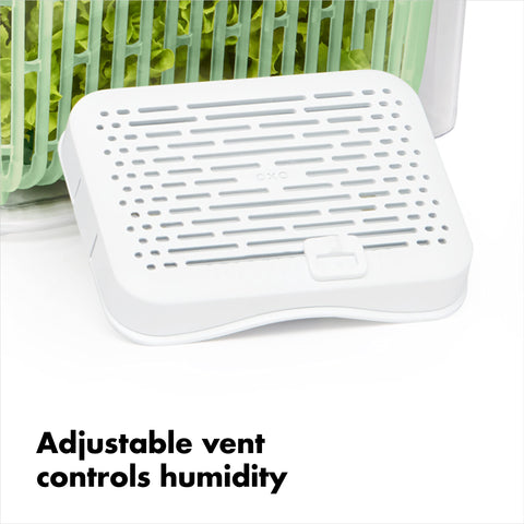 OXO Greensaver side view noting 1.6 qt capacity